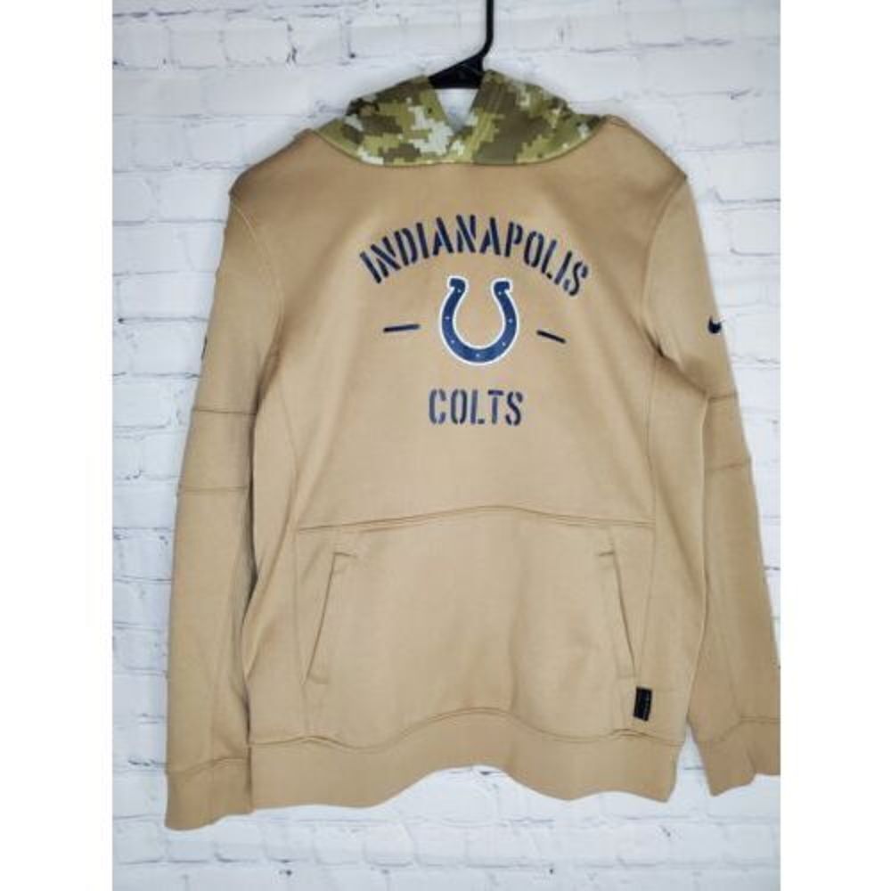 𝅺NIKE NFL Woman's Large Indianapolis Colts Salute to Service Dri-fit Hoodie Tan